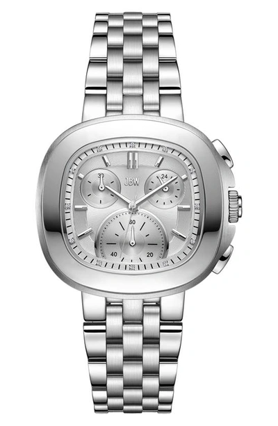Jbw Coast Lab-created Diamond Bracelet Chronograph Watch, 38mm In Stainless Steel