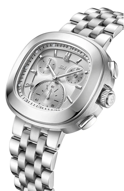 Jbw Coast Lab-created Diamond Bracelet Chronograph Watch, 38mm In Stainless Steel