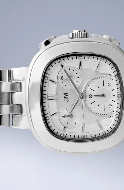 Jbw Coast Lab-created Diamond Bracelet Chronograph Watch, 38mm In Stainless Steel