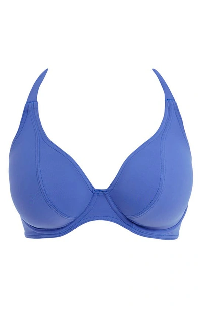 Shop Freya Jewel Cove Underwire Banded Halter Bikini Top In Plain Azure