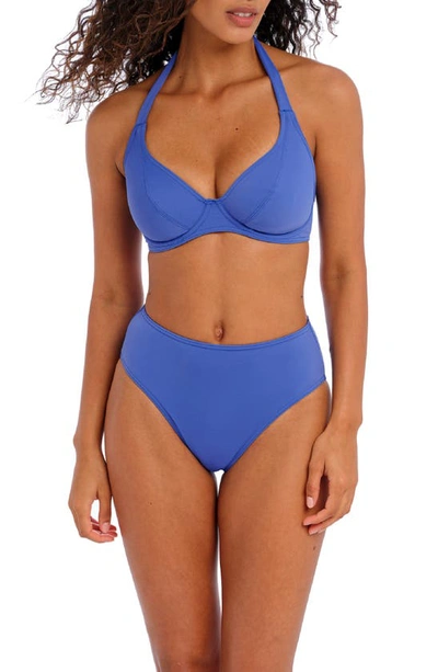 Freya Jewel Cove Halter Bikini Top In Plain Azure