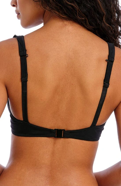 Freya Jewel Cove Ruffled Bikini Top In Plain Black