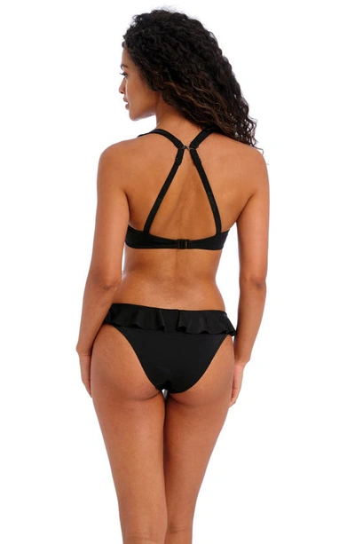 Freya Jewel Cove Ruffled Bikini Top In Plain Black