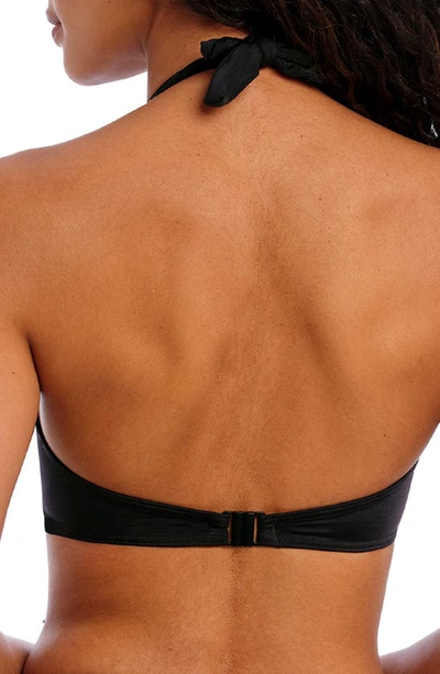 Freya Jewel Cove Halter Bikini Top In Plain Black