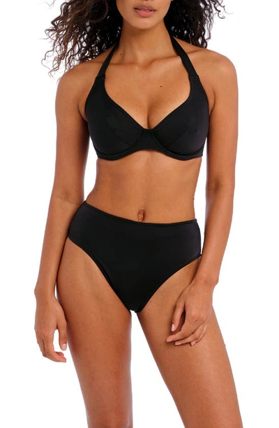 Shop Freya Jewel Cove Underwire Banded Halter Bikini Top In Plain Black