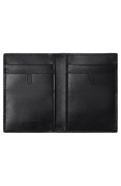 Burberry Bateman Check Embossed Leather Bifold Wallet In Black