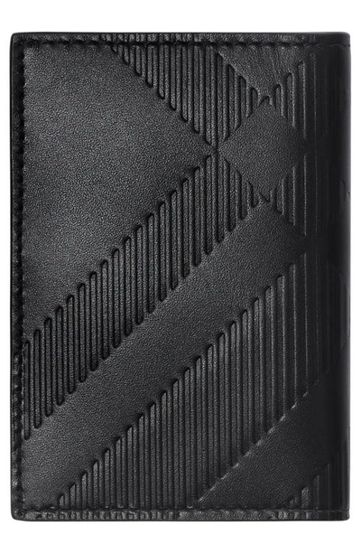 Burberry Bateman Check Embossed Leather Bifold Wallet In Black