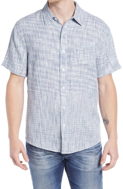 Shop The Normal Brand Freshwater Short Sleeve Button-up Shirt In Blue Multi