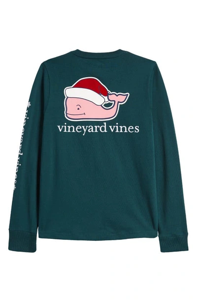 Shop Vineyard Vines Kids' Santa Long Sleeve Cotton Graphic T-shirt In Charleston Green