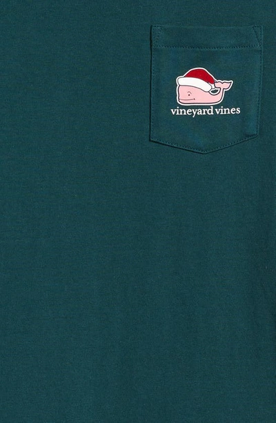 Shop Vineyard Vines Kids' Santa Long Sleeve Cotton Graphic T-shirt In Charleston Green