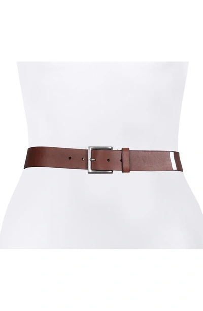 Shop Allsaints Metal Tipped Leather Belt In Tan/ Dull Nickel