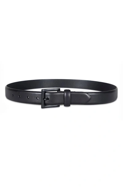 Shop Allsaints Feather Edge Leather Belt In Black/ Matte Black