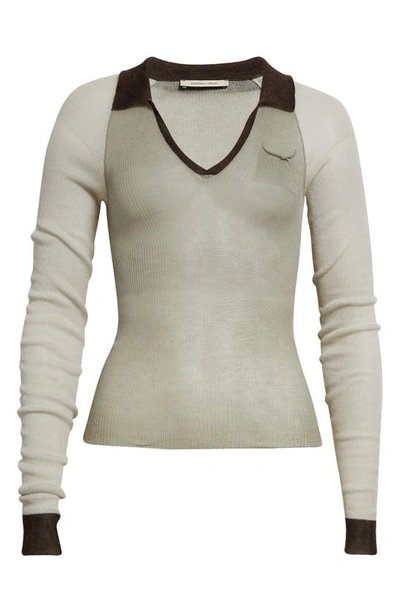 Paloma Wool Torrentbo Colorblock Johnny Collar Crop Polo In Grey