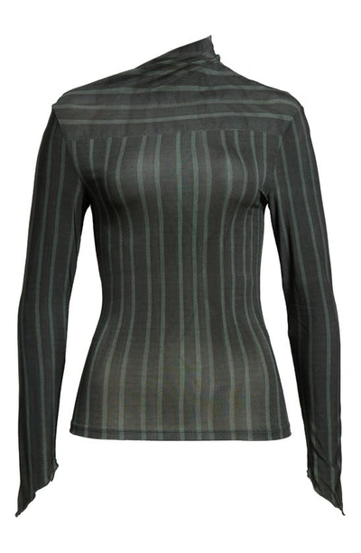 Shop Paloma Wool Viernes Stripe Asymmetric Top In Dark Grey