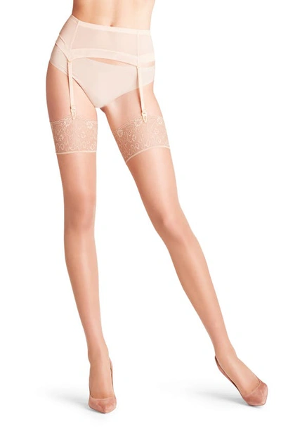 Shop Falke Seidenglatt 15 Stay-up Stockings In Powder