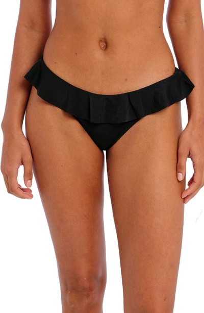 Shop Freya Jewel Cove Italini Frill Bikini Bottoms In Plain Black