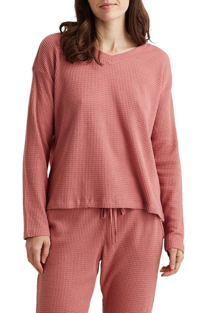 Shop Papinelle Waffle Knit Pajama Top In Soft Cinnamon