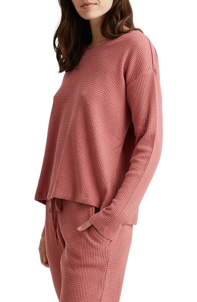 Shop Papinelle Waffle Knit Pajama Top In Soft Cinnamon