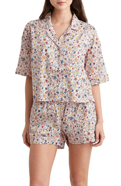 Papinelle Holiday Stars Cotton Sateen Short Pajamas In White