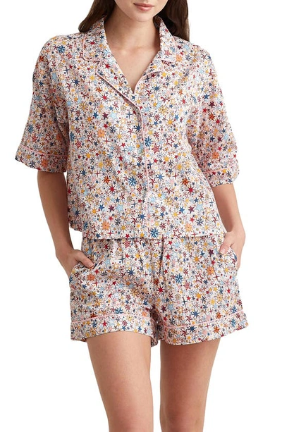 Papinelle Holiday Stars Cotton Sateen Short Pajamas In White