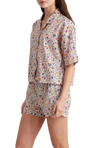 Papinelle Holiday Stars Cotton Sateen Short Pajamas In White