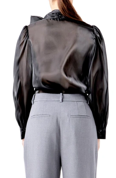 Endless Rose Organza Blouse Top In Black In Black