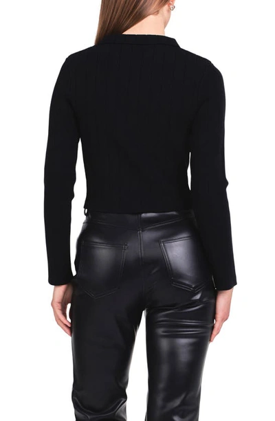 Endless Rose Rib Button Accent Knit Top In Black