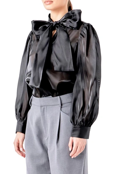 Endless Rose Organza Blouse Top In Black In Black