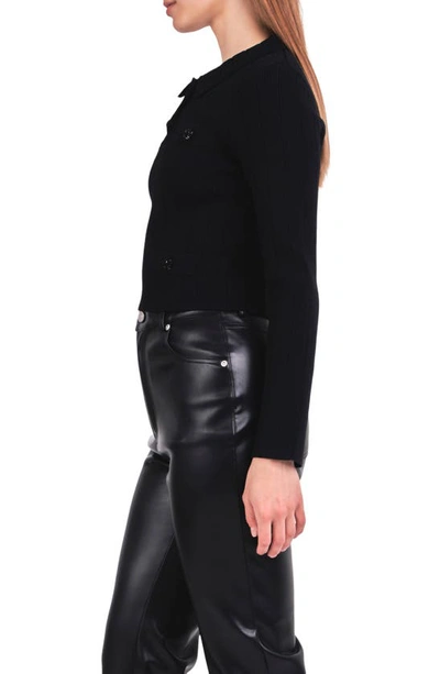 Endless Rose Rib Button Accent Knit Top In Black