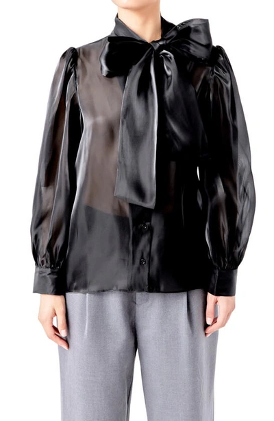 Endless Rose Organza Blouse Top In Black In Black