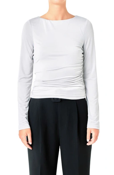 Endless Rose Ruched Top In Silver Taupe