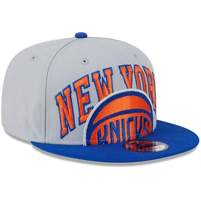 Shop New Era Gray/blue New York Knicks Tip-off Two-tone 9fifty Snapback Hat