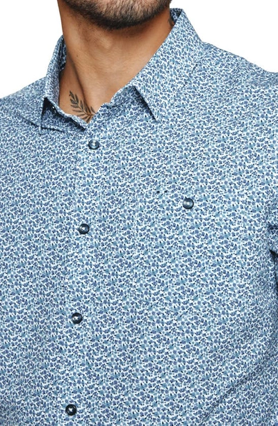 Shop 7 Diamonds Hartley Geo Print Short Sleeve Performance Button-up Shirt In Light Blue