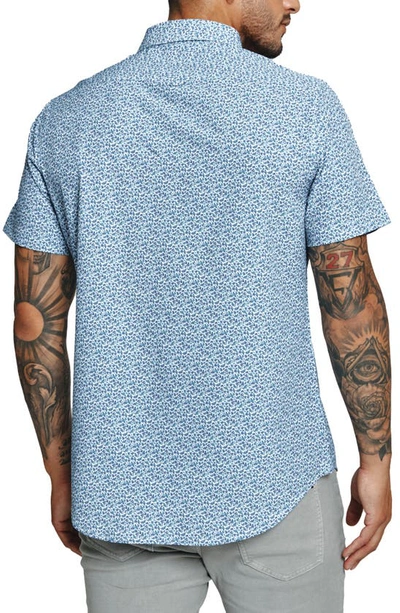 Shop 7 Diamonds Hartley Geo Print Short Sleeve Performance Button-up Shirt In Light Blue