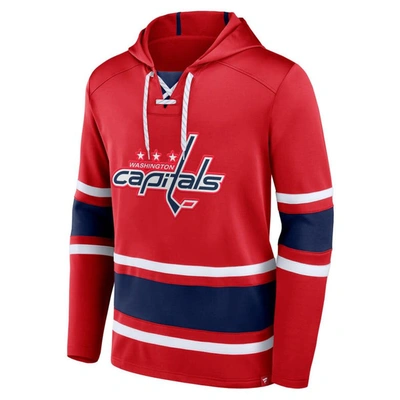 Shop Fanatics Branded Red Washington Capitals Puck Deep Lace-up Pullover Hoodie