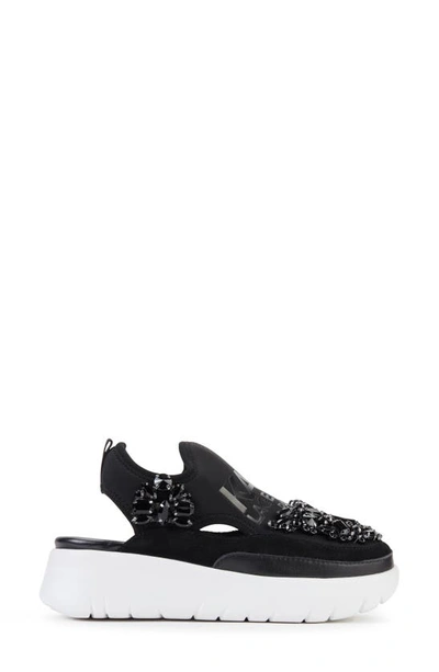 Shop Karl Lagerfeld Paris Mika Crystal Slip-on Platform Sneaker In Black