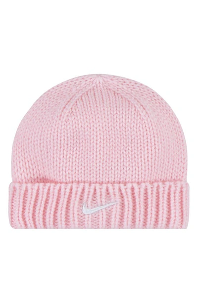 Nike Cable Knit Beanie & Booties Set In Pink Foam