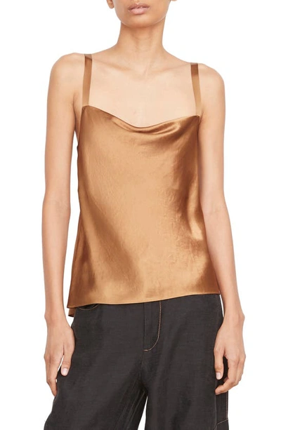 Shop Vince Cowl Neck Satin Camisole In Nile