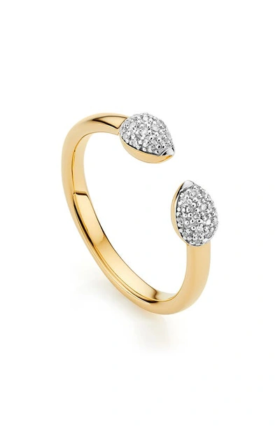Monica Vinader Fiji Bud 18ct Gold Vermeil On Sterling Silver Diamond Stacking Ring In Yellow Gold/ Diamond