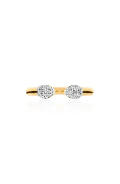 Shop Monica Vinader Fiji Bud Diamond Stacking Ring In Yellow Gold/ Diamond