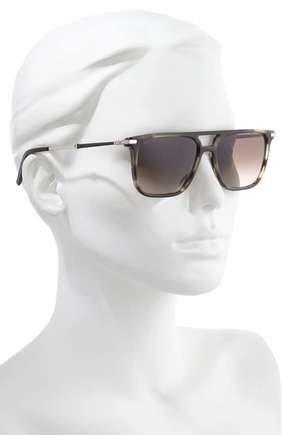 Ferragamo Salvatore  57mm Square Sunglasses In Striped Khaki