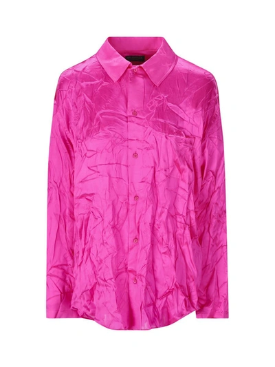 Shop Balenciaga Shirts In Lipstick Pink