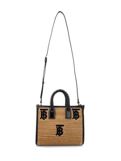 Shop Burberry Handbags In Natural/black