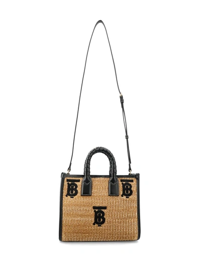 Shop Burberry Handbags In Natural/black