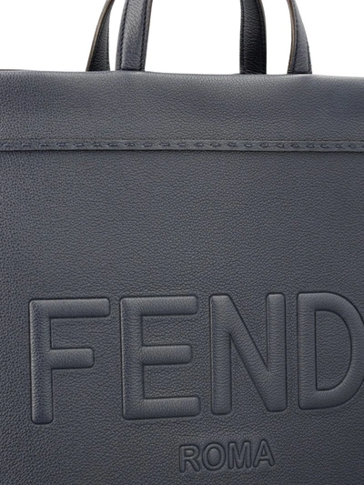 Shop Fendi Handbags In Dark Blue+palladium