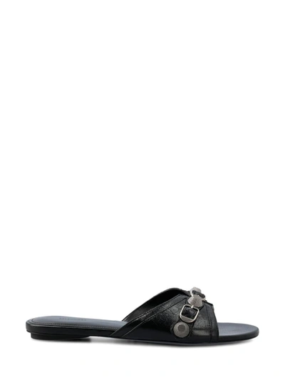 Shop Balenciaga Sandals In Black/aged Nikel