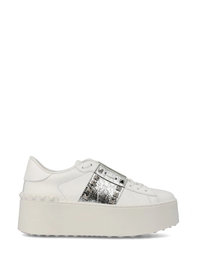 Shop Valentino Garavani Sneakers In White/silver/white