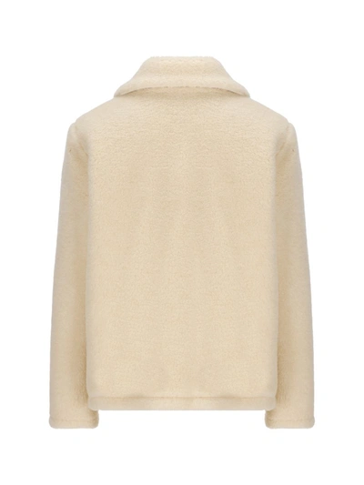 Fay 3 Hooks Shearling Jacket In Clear Silver