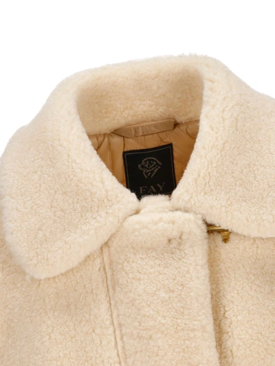 Fay 3 Hooks Shearling Jacket In Clear Silver