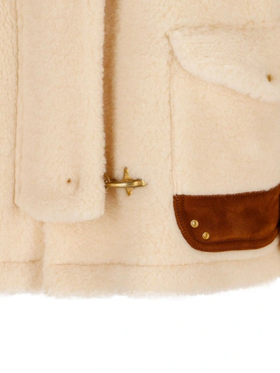 Fay 3 Hooks Shearling Jacket In Clear Silver
